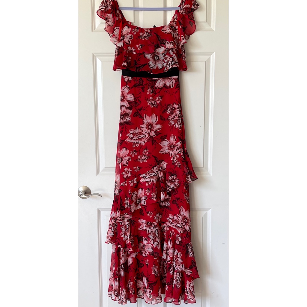 Red Maxi Bcbgmaxazria Dress, New With Tag.